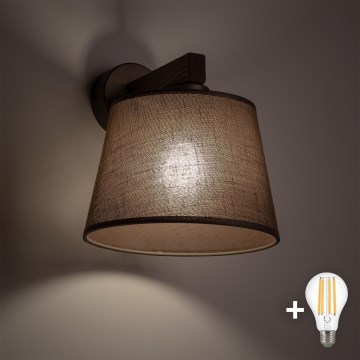 BRILAGI - LED vägglampa LATTE 1xE27/15W/230V furu/brun