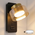 Brilagi - LED Vägglampa med USB-port AURA LUX 1xGX53/30W/230V svart/guld