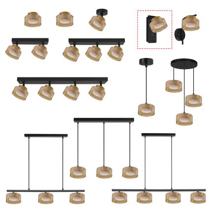 Brilagi - LED Vägglampa med USB-port AURA LUX 1xGX53/30W/230V svart/guld