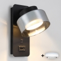 Brilagi - LED Vägglampa med USB-port AURA LUX 1xGX53/30W/230V svart/rökfärgad