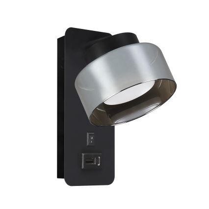 Brilagi - LED Vägglampa med USB-port AURA LUX 1xGX53/30W/230V svart/rökfärgad