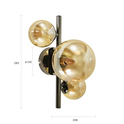 Brilagi - LED-vägglampa MILLA 3xG9/3W/230V svart krom/guld
