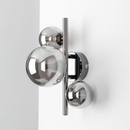 Brilagi - LED vägglampa MILLA 3xG9/3W/230V svart krom/rökfärgad