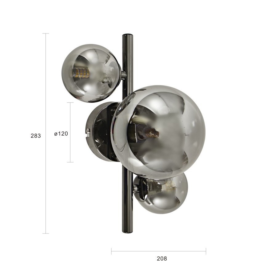 Brilagi - LED vägglampa MILLA 3xG9/3W/230V svart krom/rökfärgad