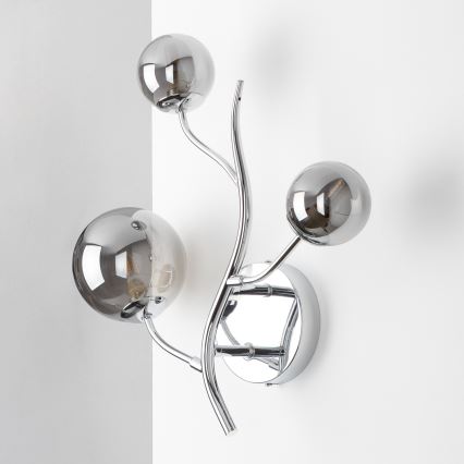 Brilagi - LED-vägglampa MISTEL 3xG9/3W/230V svart krom/rökfärgat glas