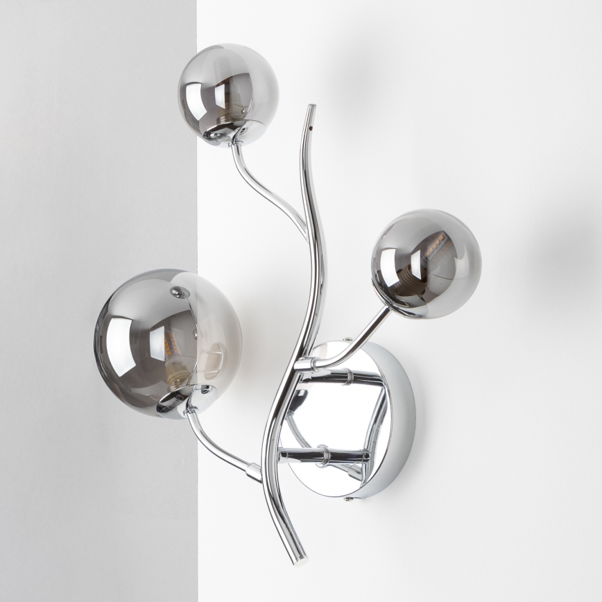 Brilagi - LED-vägglampa MISTEL 3xG9/3W/230V svart krom/rökfärgat glas