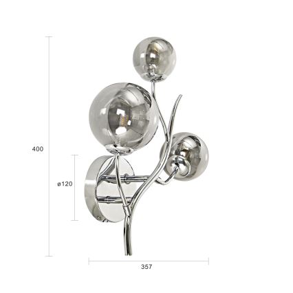 Brilagi - LED-vägglampa MISTEL 3xG9/3W/230V svart krom/rökfärgat glas
