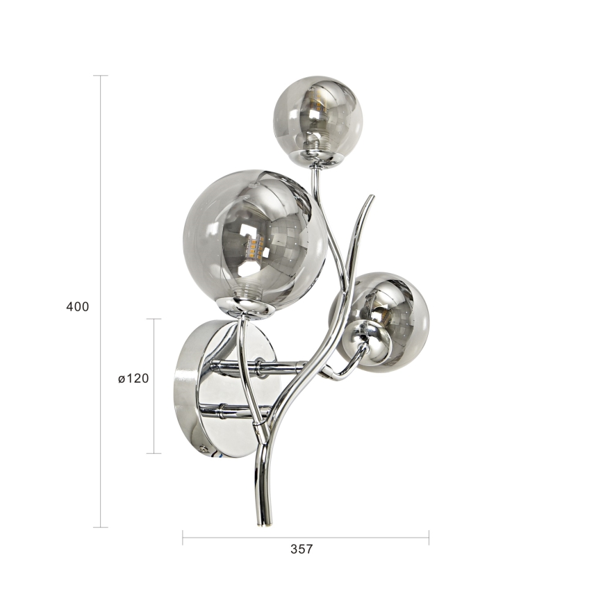 Brilagi - LED-vägglampa MISTEL 3xG9/3W/230V svart krom/rökfärgat glas