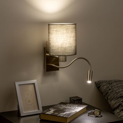 Brilagi - LED Flexibel vägglampa NUBILA 1xE27/25W/230V + LED/3W matt krom/antracit