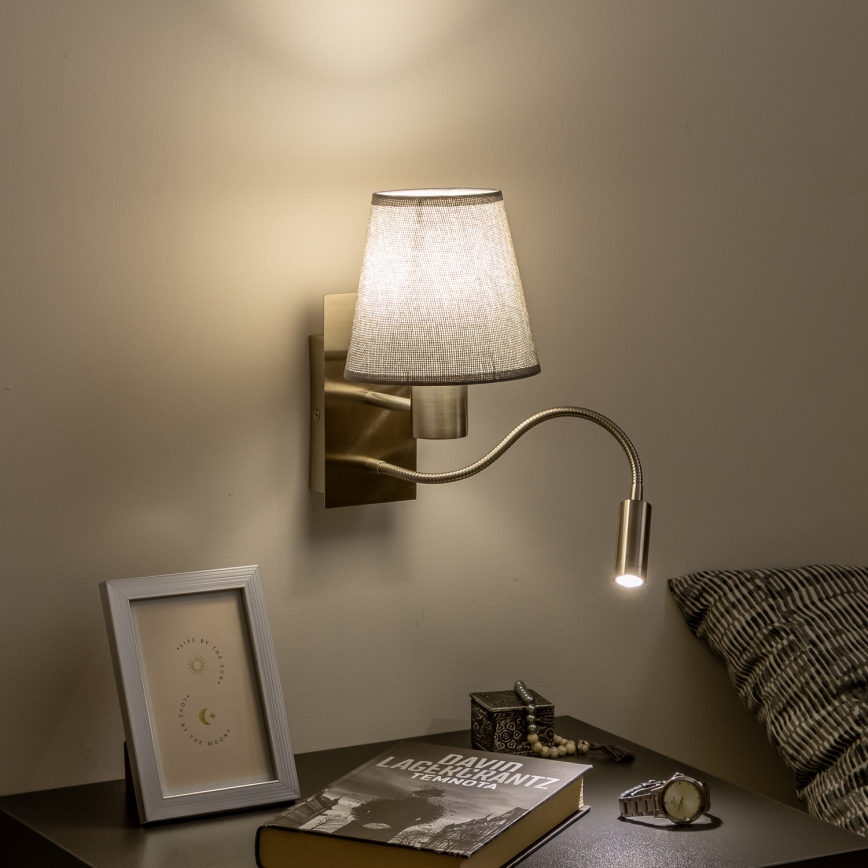 Brilagi - LED Flexibel vägglampa NUBILA 1xE27/25W/230V + LED/3W matt krom/grå