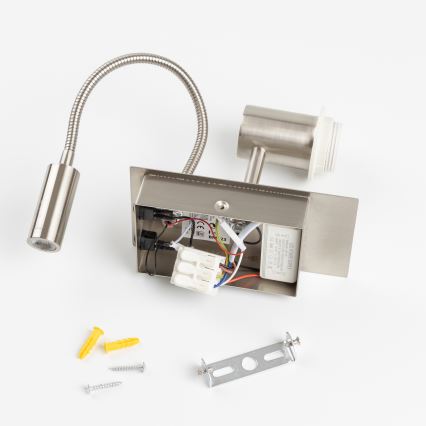 Brilagi - LED Flexibel vägglampa NUBILA 1xE27/25W/230V + LED/3W matt krom/grön