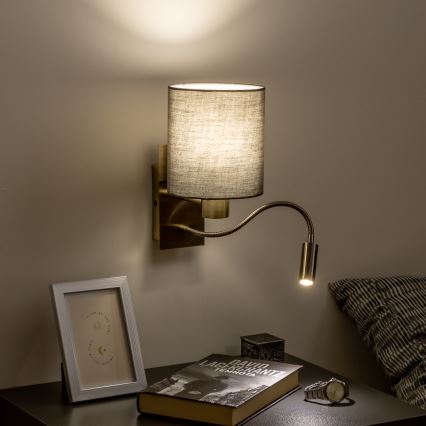 Brilagi - LED Flexibel vägglampa NUBILA 1xE27/25W/230V + LED/3W mässing/antracit