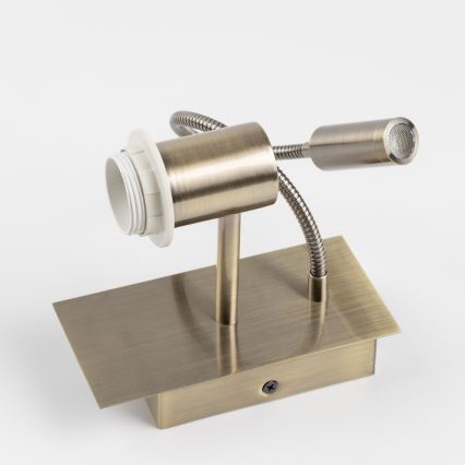 Brilagi - LED Flexibel vägglampa NUBILA 1xE27/25W/230V + LED/3W mässing/vit