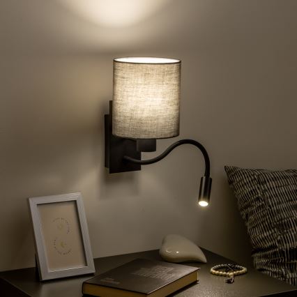 Brilagi - LED Flexibel vägglampa NUBILA 1xE27/25W/230V + LED/3W svart/antracit