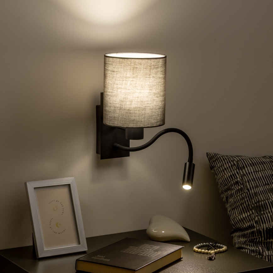 Brilagi - LED Flexibel vägglampa NUBILA 1xE27/25W/230V + LED/3W svart/antracit