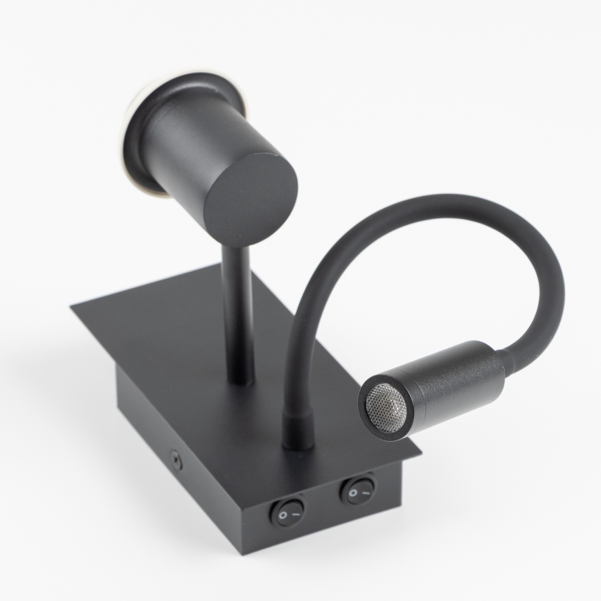 Brilagi - LED Flexibel vägglampa NUBILA 1xE27/25W/230V + LED/3W svart/antracit