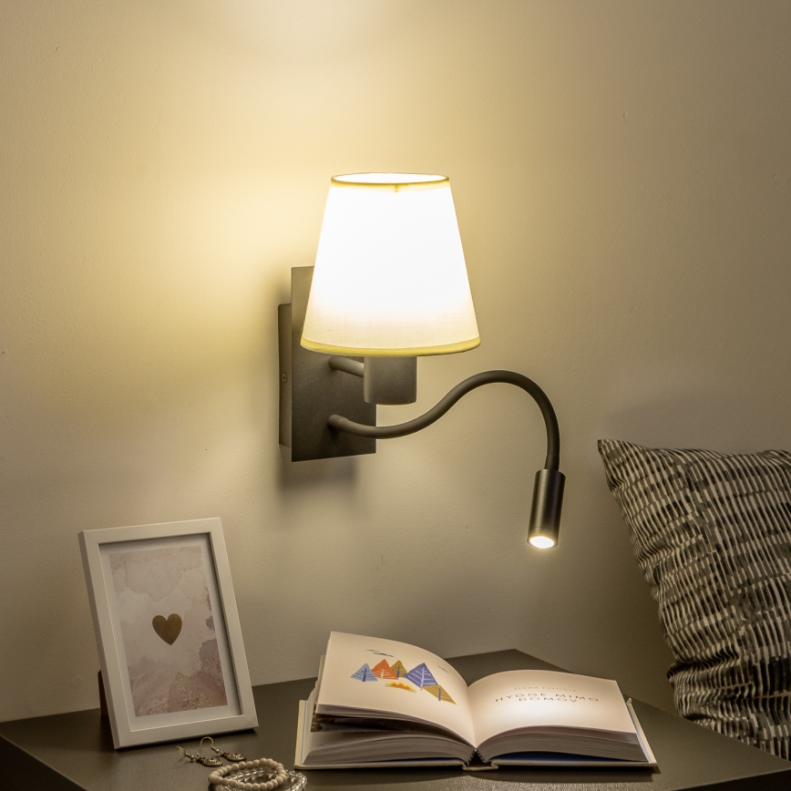 Brilagi - LED Flexibel vägglampa NUBILA 1xE27/25W/230V + LED/3W svart/grädde