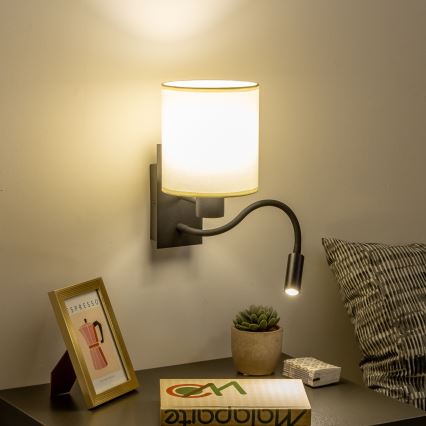 Brilagi - LED Flexibel vägglampa NUBILA 1xE27/25W/230V + LED/3W svart/grädde