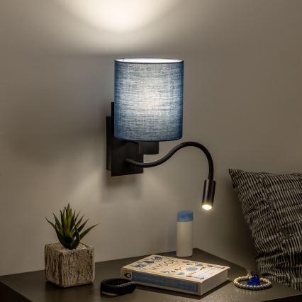 Brilagi - LED Flexibel vägglampa NUBILA 1xE27/25W/230V + LED/3W svart/mörkblå