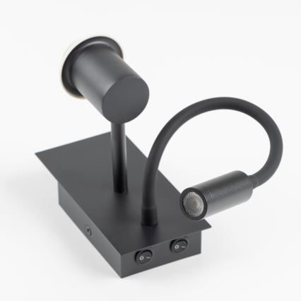 Brilagi - LED Flexibel vägglampa NUBILA 1xE27/25W/230V + LED/3W svart/rosa