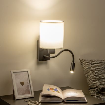 Brilagi - LED Flexibel vägglampa NUBILA 1xE27/25W/230V + LED/3W svart/vit