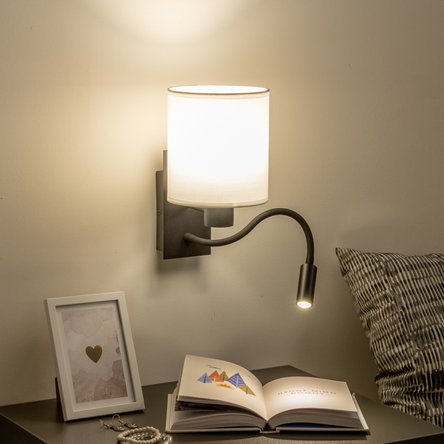 Brilagi - LED Flexibel vägglampa NUBILA 1xE27/25W/230V + LED/3W svart/vit