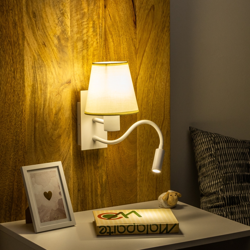 Brilagi - LED Flexibel vägglampa NUBILA 1xE27/25W/230V + LED/3W vit/grädde