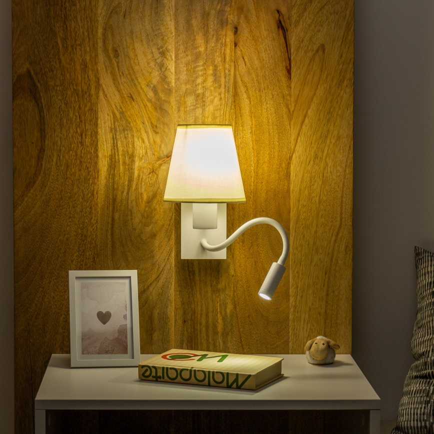 Brilagi - LED Flexibel vägglampa NUBILA 1xE27/25W/230V + LED/3W vit/grädde