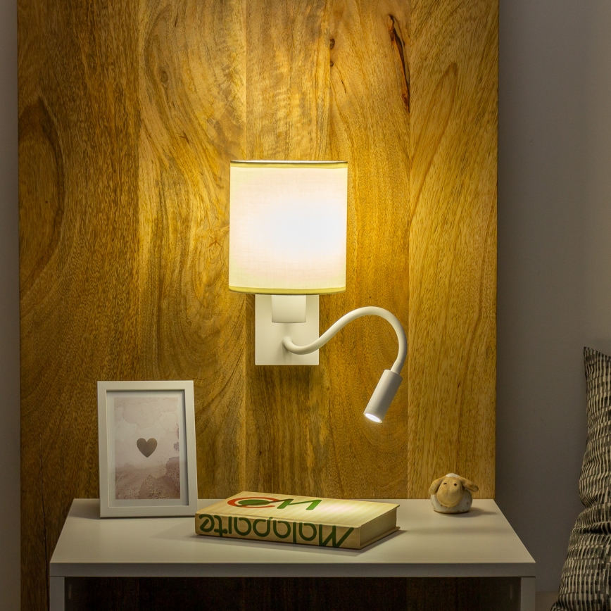 Brilagi - LED Flexibel vägglampa NUBILA 1xE27/25W/230V + LED/3W vit/grädde