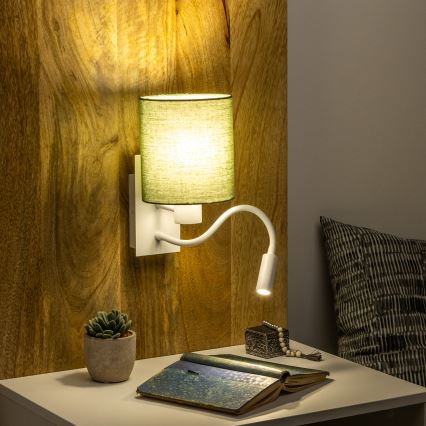 Brilagi - LED Flexibel vägglampa NUBILA 1xE27/25W/230V + LED/3W vit/grön