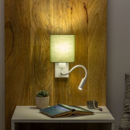 Brilagi - LED Flexibel vägglampa NUBILA 1xE27/25W/230V + LED/3W vit/grön