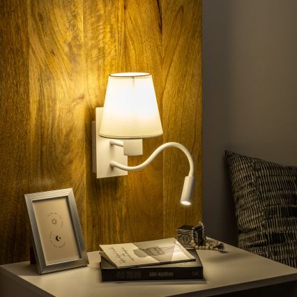 Brilagi - LED Flexibel vägglampa NUBILA 1xE27/25W/230V + LED/3W vit