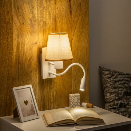 Brilagi - LED Flexibel vägglampa NUBILA 1xE27/25W/230V + LED/3W vit/ljusbrun