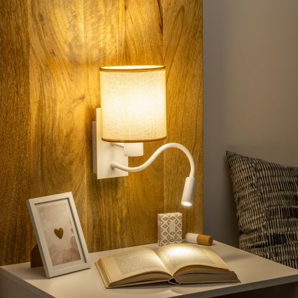 Brilagi - LED Flexibel vägglampa NUBILA 1xE27/25W/230V + LED/3W vit/ljusbrun