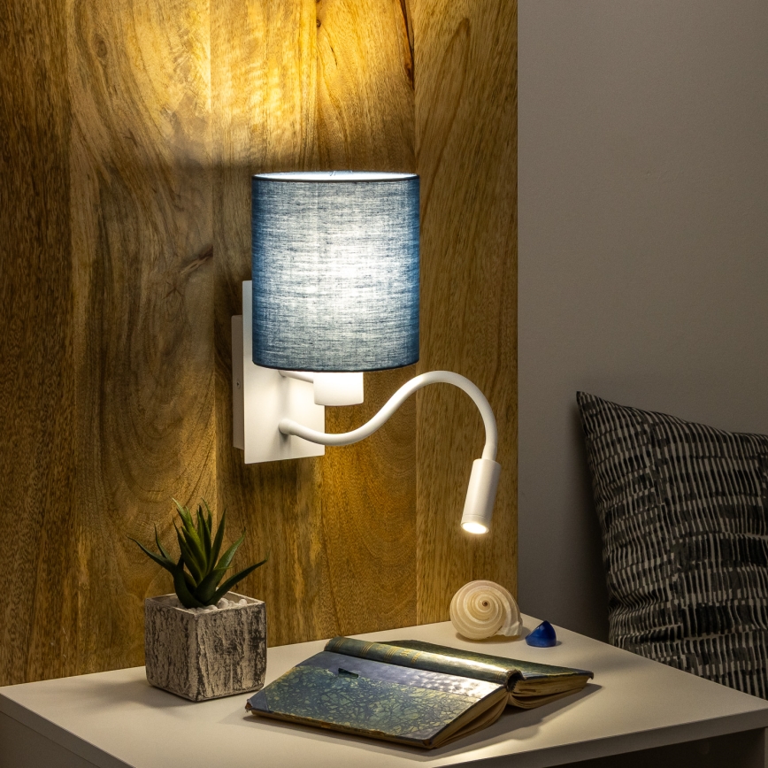 Brilagi - LED Flexibel vägglampa NUBILA 1xE27/25W/230V + LED/3W vit/mörkblå