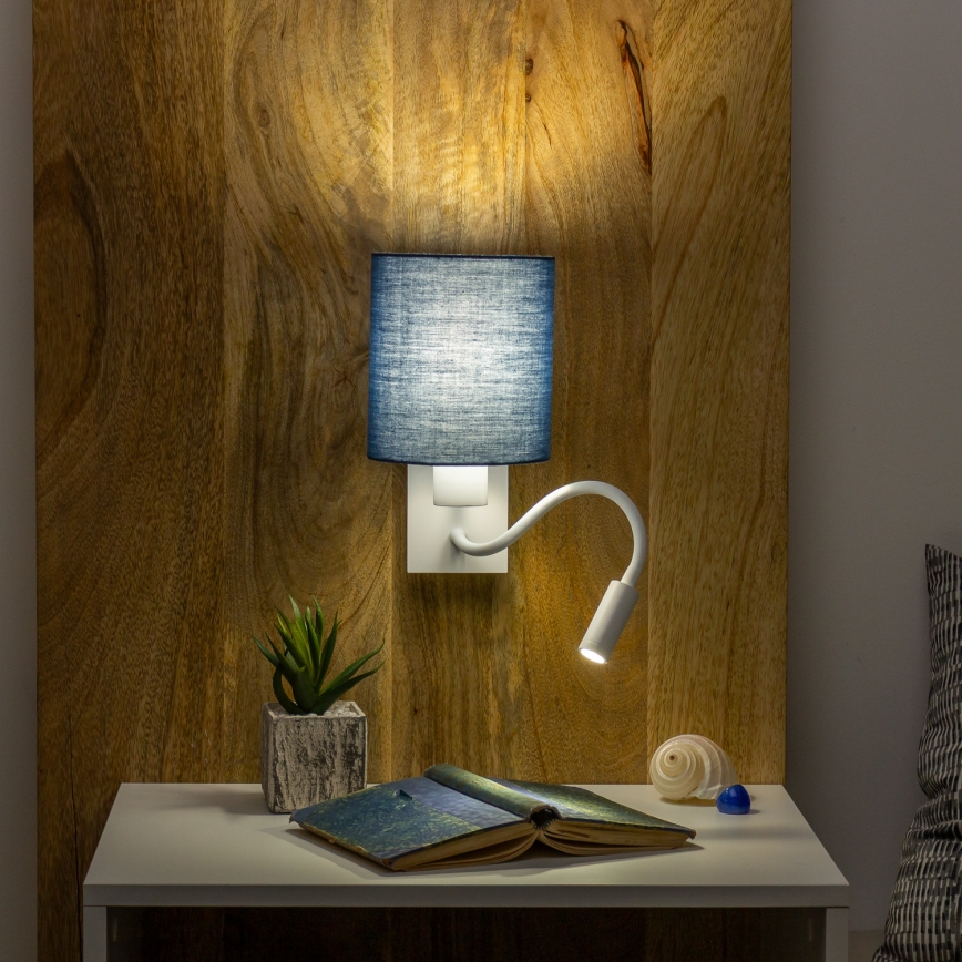 Brilagi - LED Flexibel vägglampa NUBILA 1xE27/25W/230V + LED/3W vit/mörkblå