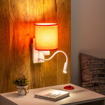 Brilagi - LED Flexibel vägglampa NUBILA 1xE27/25W/230V + LED/3W vit/röd