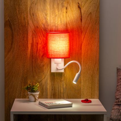 Brilagi - LED Flexibel vägglampa NUBILA 1xE27/25W/230V + LED/3W vit/röd