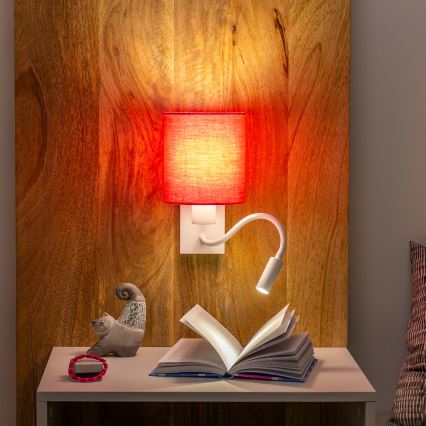 Brilagi - LED Flexibel vägglampa NUBILA 1xE27/25W/230V + LED/3W vit/rosa