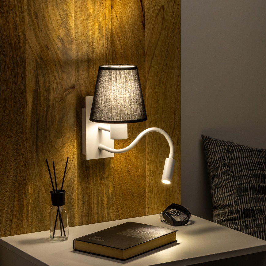 Brilagi - LED Flexibel vägglampa NUBILA 1xE27/25W/230V + LED/3W vit/svart