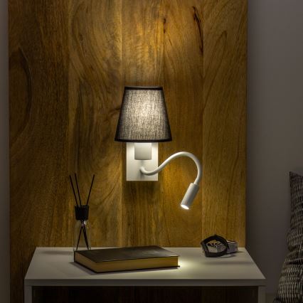 Brilagi - LED Flexibel vägglampa NUBILA 1xE27/25W/230V + LED/3W vit/svart