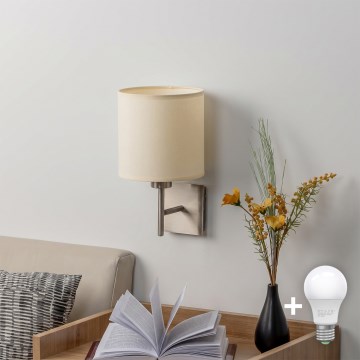 BRILAGI - LED Vägglampa NUBILA 1xE27/60W/230V matt krom/krämfärgad