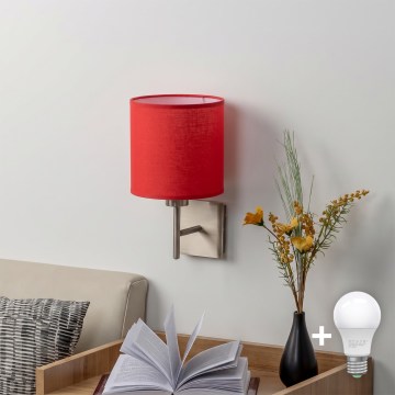BRILAGI - LED vägglampa NUBILA 1xE27/60W/230V mattkrom/röd