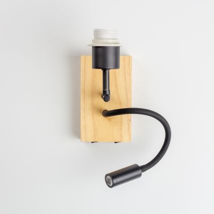 Brilagi - LED Flexibel vägglampa NUBILA WOOD 1xE27/25W/230V + LED/3W ek/antracit