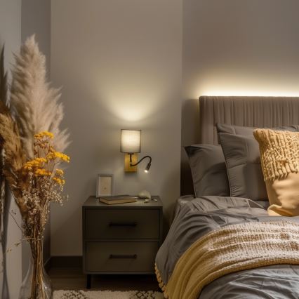 Brilagi - LED Flexibel vägglampa NUBILA WOOD 1xE27/25W/230V + LED/3W ek/antracit