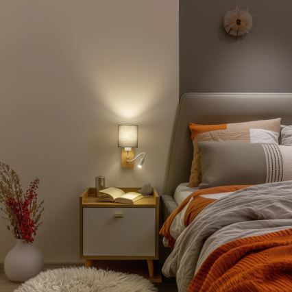 Brilagi - LED Flexibel vägglampa NUBILA WOOD 1xE27/25W/230V + LED/3W ek/antracit