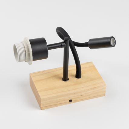 Brilagi - LED Flexibel vägglampa NUBILA WOOD 1xE27/25W/230V + LED/3W ek/grädde