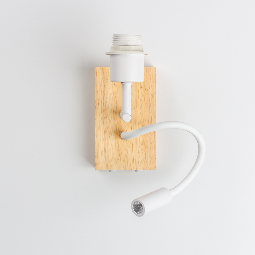 Brilagi - LED Flexibel vägglampa NUBILA WOOD 1xE27/25W/230V + LED/3W ek/pompejansk röd