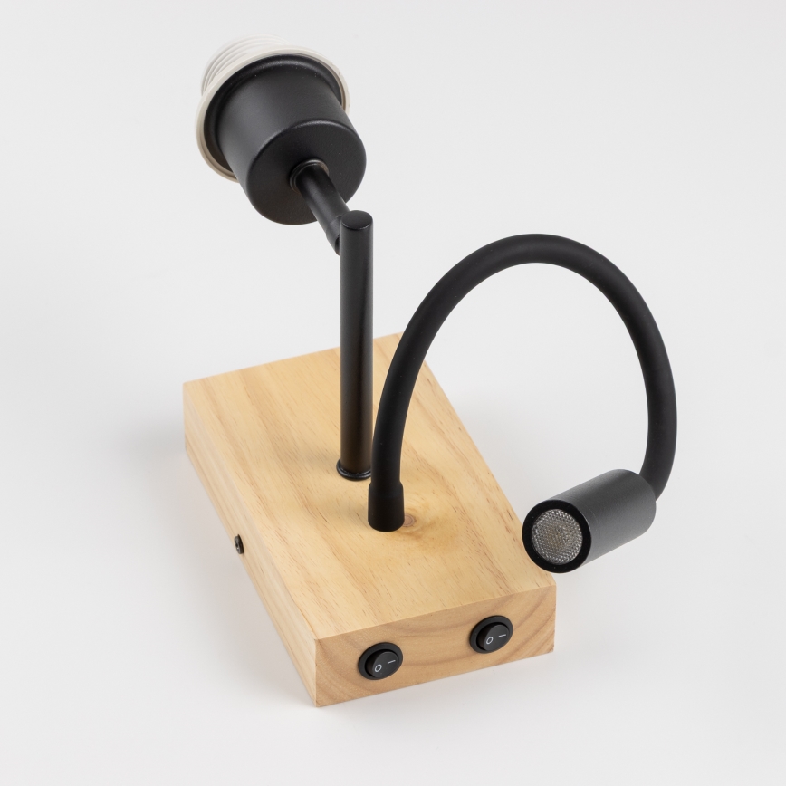 Brilagi - LED Flexibel vägglampa NUBILA WOOD 1xE27/25W/230V + LED/3W ek/röd