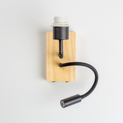 Brilagi - LED-flexibel vägglampa NUBILA WOOD 1xE27/25W/230V + LED/3W ek/svart/ljusgrå